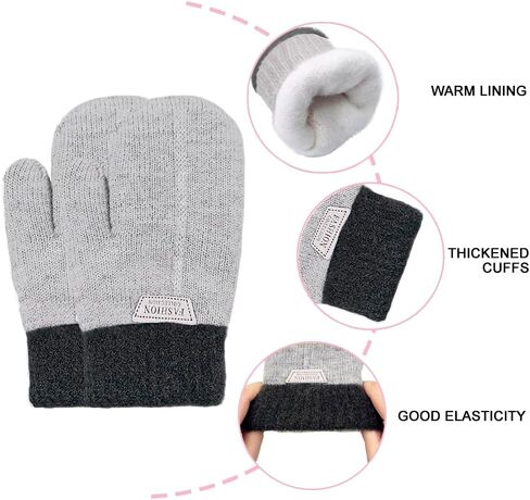 2 Pairs Kids Mittens Fleece Winter Gloves for Boys Girls Children Warm Knitted Snow Gloves for 3-7 Years in Saudi Arabia