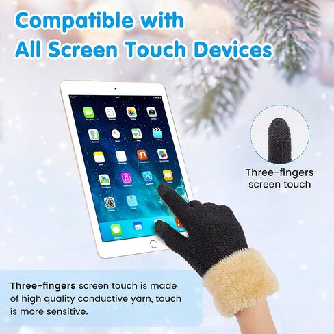 Arctic Paw Kids Winter Gloves 2 & 3 Pack - Touchscreen Knit Gloves with Faux Fur Cuff in Kuwait