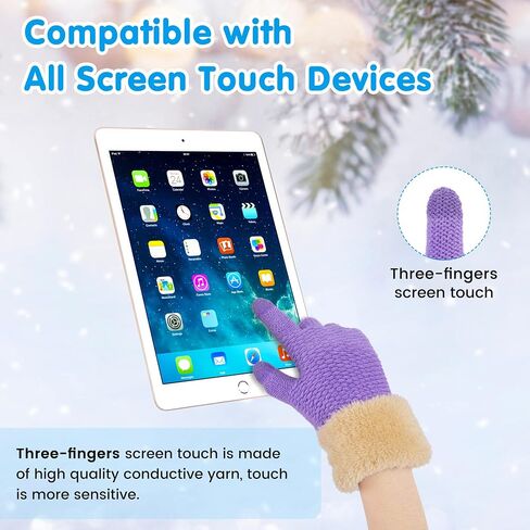 Arctic Paw Kids Winter Gloves 2 & 3 Pack - Touchscreen Knit Gloves with Faux Fur Cuff in Kuwait