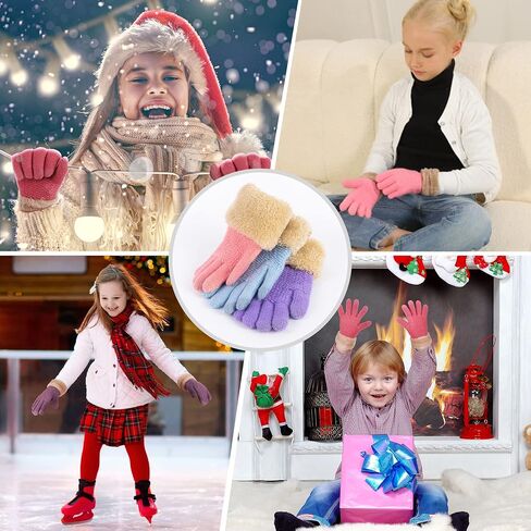 Arctic Paw Kids Winter Gloves 2 & 3 Pack - Touchscreen Knit Gloves with Faux Fur Cuff in Kuwait