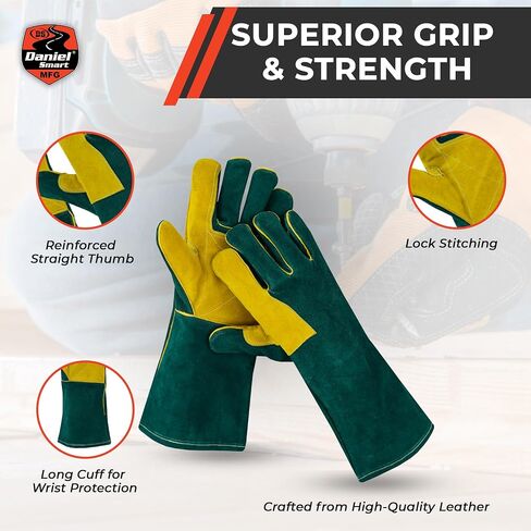 Daniel Smart All-Purpose Leather Welding Gloves Protective Hand Gloves for Maximum Protection Durable & Comfort in Saudi Arabia