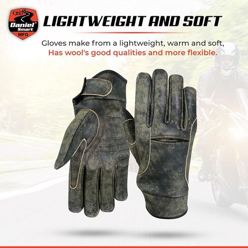 Daniel Smart Leather Gloves – Aniline Goat Leather Motorcycle Gloves with Cut Out Knuckle, Gel Palm and Wrist Strap in Kuwait