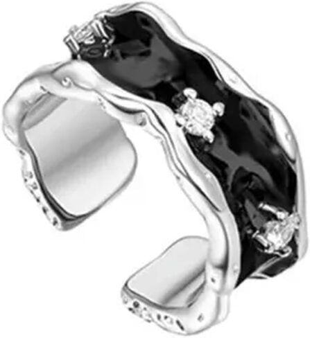 Style Fashion Exquisite Zircon Blue Black Enamel Opening Adjustable R-4 in Saudi Arabia