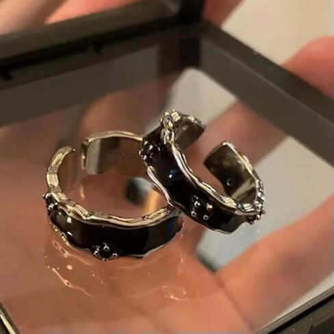 Style Fashion Exquisite Zircon Blue Black Enamel Opening Adjustable R-4 in Saudi Arabia