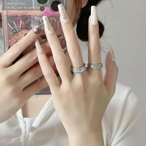 Style Fashion Exquisite Zircon Blue Black Enamel Opening Adjustable R-4 in Saudi Arabia