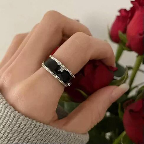 Style Fashion Exquisite Zircon Blue Black Enamel Opening Adjustable R-4 in Saudi Arabia