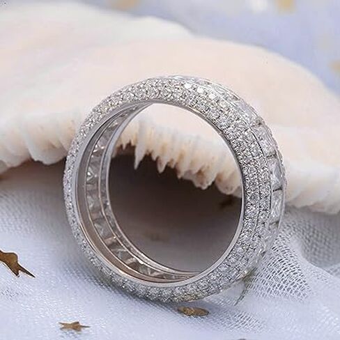 Santosh -Enterprises -3.00ct Princess Cut Lab التي تم إنشاؤها من Diamond Men Full Eternity Wedding Band Ring ، 14K White Gold Finish in Saudi Arabia
