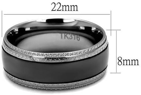 TK2580 - Two Tone IP Light Black (IP Gun) Stainless Steel Ring with No Stone in Saudi Arabia
