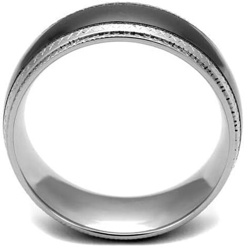 TK2580 - Two Tone IP Light Black (IP Gun) Stainless Steel Ring with No Stone in Saudi Arabia