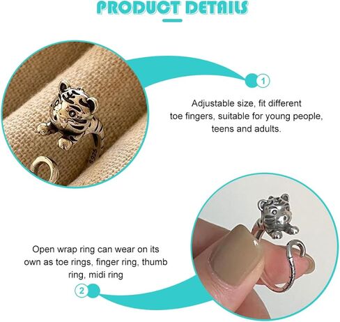 افتح Tiger Wrap عتيقة لتكديس إصبع القدم والإصبع ، استخدم المجوهرات الرجعية اللطيفة للأسلوب اليومي لقضاء العطلات والمناسبات الخاصة in Kuwait