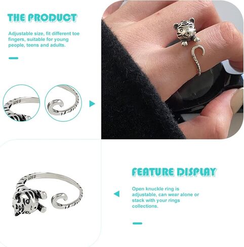 افتح Tiger Wrap عتيقة لتكديس إصبع القدم والإصبع ، استخدم المجوهرات الرجعية اللطيفة للأسلوب اليومي لقضاء العطلات والمناسبات الخاصة in Kuwait