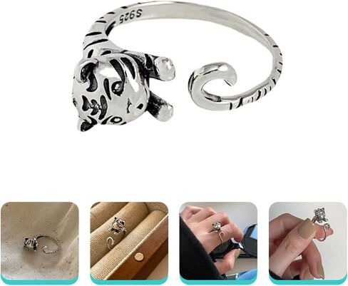 افتح Tiger Wrap عتيقة لتكديس إصبع القدم والإصبع ، استخدم المجوهرات الرجعية اللطيفة للأسلوب اليومي لقضاء العطلات والمناسبات الخاصة in Kuwait