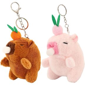 2pcs Capybara keychain plush ، capybara محشوة بالحيوان ، اللمسات الناعمة ، صغيرة ومحمولة للاستخدام كمفتاح ، معلقات الهواتف المحمولة ، ديكورات حقيبة الظهر ، تبادل هدايا التخرج in Kuwait