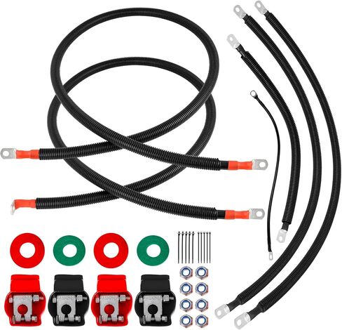 2AWG Battery Cables with Terminals,6PCS Auto Battery Cable with 3/8"" Lugs Terminals Copper Wire,Red and Black Battery Cables Wire ​for Car Marine Solar Motorcycle ATV RV Marine Motorcycle in Saudi Arabia