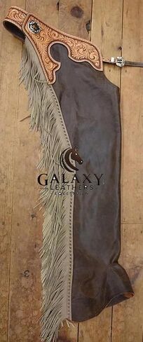 Bull Riding Chaps de Cuero genuino Rodeo Western | Leather Bull Riding Chaps for Men and Women | Bull Riding Chaps | Western Chaps Leather | Unisex Riding Chaps in Kuwait