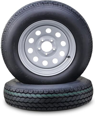 مجموعة عجلات إطارات المقطورة ST175/80D13 8 طبقات D 96L 5 عروة على حافة PCD بيضاء مقاس 4.5 بوصة، مجموعة 2 in Saudi Arabia