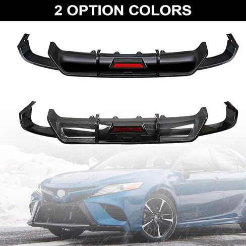Rear Diffuser for Camry 2018-2024 Sport SE XSE PP Material, Direct Fit Rear Bumper Lip Spoiler Splitter with LED Light - Aggressive Styling Upgrade (Glossy Black) in Saudi Arabia
