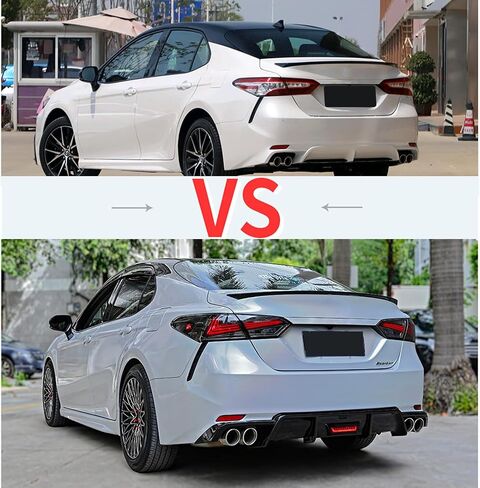 Rear Diffuser for Camry 2018-2024 Sport SE XSE PP Material, Direct Fit Rear Bumper Lip Spoiler Splitter with LED Light - Aggressive Styling Upgrade (Glossy Black) in Saudi Arabia