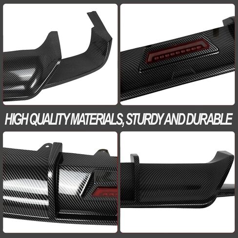 Rear Diffuser for Camry 2018-2024 Sport SE XSE PP Material, Direct Fit Rear Bumper Lip Spoiler Splitter with LED Light - Aggressive Styling Upgrade (Glossy Black) in Saudi Arabia