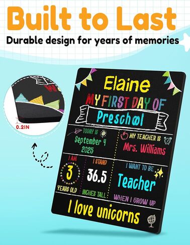 لوحة اليوم الأول للمدرسة، لافتة اليوم الأول للمدرسة مقاس 10 × 10 بوصة مزدوجة الجوانب للعودة إلى المدرسة للبنين والبنات، لوازم مدرسية للصف الأول في مرحلة ما قبل المدرسة، سبورة العودة إلى المدرسة in Kuwait