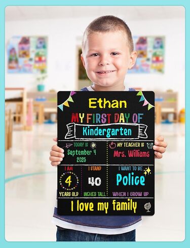 لوحة اليوم الأول للمدرسة، لافتة اليوم الأول للمدرسة مقاس 10 × 10 بوصة مزدوجة الجوانب للعودة إلى المدرسة للبنين والبنات، لوازم مدرسية للصف الأول في مرحلة ما قبل المدرسة، سبورة العودة إلى المدرسة in Kuwait