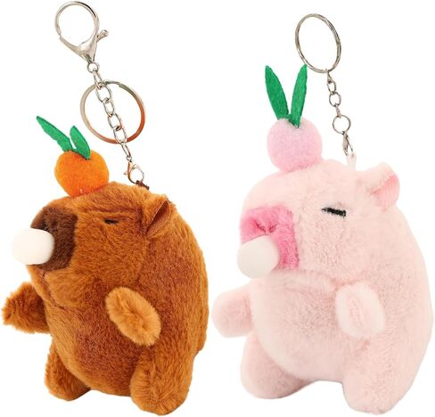 2pcs Capybara keychain plush ، capybara محشوة بالحيوان ، اللمسات الناعمة ، صغيرة ومحمولة للاستخدام كمفتاح ، معلقات الهواتف المحمولة ، ديكورات حقيبة الظهر ، تبادل هدايا التخرج in Kuwait