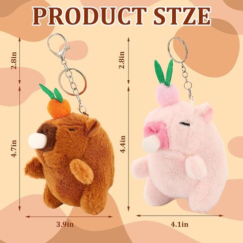 2pcs Capybara keychain plush ، capybara محشوة بالحيوان ، اللمسات الناعمة ، صغيرة ومحمولة للاستخدام كمفتاح ، معلقات الهواتف المحمولة ، ديكورات حقيبة الظهر ، تبادل هدايا التخرج in Kuwait