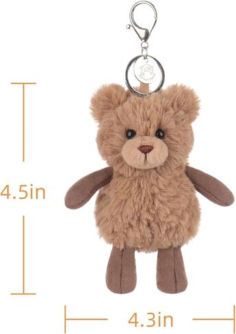 Apricot Lamb Summer Bear Cute Keychain, Soft Stuffed Plush Toy Keyring for Kids' Backpack, Purse, 4.5 Inches in Saudi Arabia