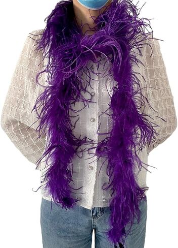 LONDGEN 1ply Ostrich Feather Boa 2Yards for Dance Performance and 1920's Flapper Costume Accessory (Purple) in Saudi Arabia