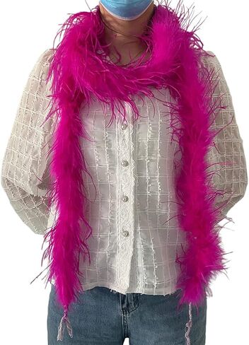 LONDGEN 1ply Ostrich Feather Boa 2Yards for Dance Performance and 1920's Flapper Costume Accessory (Purple) in Saudi Arabia