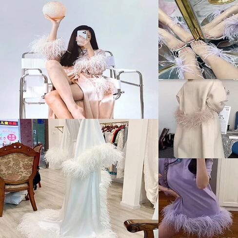 LONDGEN 1ply Ostrich Feather Boa 2Yards for Dance Performance and 1920's Flapper Costume Accessory (Purple) in Saudi Arabia