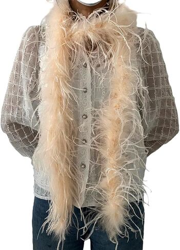 LONDGEN 1ply Ostrich Feather Boa 2Yards for Dance Performance and 1920's Flapper Costume Accessory (Purple) in Saudi Arabia