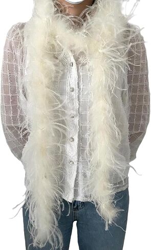 LONDGEN 1ply Ostrich Feather Boa 2Yards for Dance Performance and 1920's Flapper Costume Accessory (Purple) in Kuwait