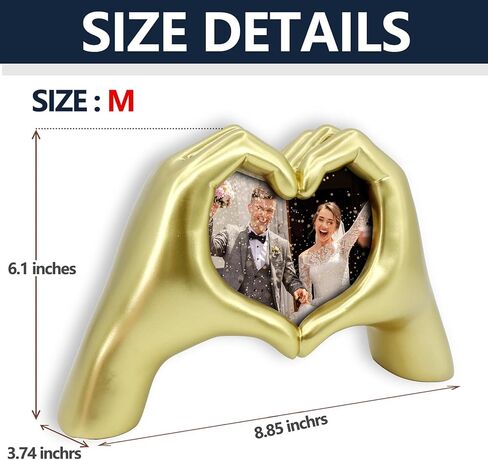 Gold Heart Hands Sculpture, Heart Hand Frame for Photos, Statue Decor for Living Room Bedroom Bookshelf, Gifts for Thanksgiving Christmas8.85 * 6.1 * 3.74 in Kuwait