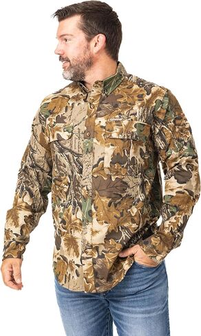 Realtree Men’s Long Sleeve Button Down Camp Shirt – Midweight, Cotton, Breathable Outdoor Shirt for Hunting and Fishing in Kuwait
