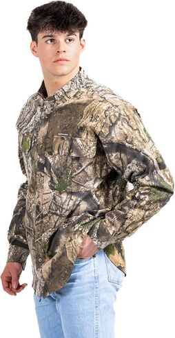 Realtree Men’s Long Sleeve Button Down Camp Shirt – Midweight, Cotton, Breathable Outdoor Shirt for Hunting and Fishing in Kuwait