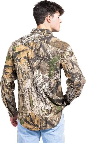 Realtree Men’s Long Sleeve Button Down Camp Shirt – Midweight, Cotton, Breathable Outdoor Shirt for Hunting and Fishing in Kuwait