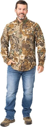 Realtree Men’s Long Sleeve Button Down Camp Shirt – Midweight, Cotton, Breathable Outdoor Shirt for Hunting and Fishing in Kuwait
