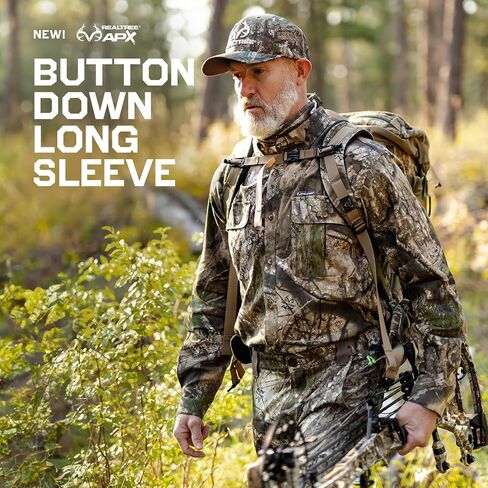 Realtree Men’s Long Sleeve Button Down Camp Shirt – Midweight, Cotton, Breathable Outdoor Shirt for Hunting and Fishing in Kuwait