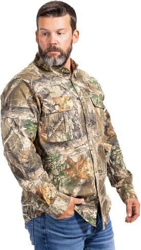 Realtree Men’s Long Sleeve Button Down Camp Shirt – Midweight, Cotton, Breathable Outdoor Shirt for Hunting and Fishing in Kuwait