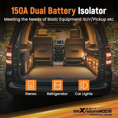 MaxPeedingRods 150AMP عزل البطارية المزدوج Kit 12V 24V مع وحدة تحكم ذكية للسيارة ، شاحنة ، ATV ، RV بطارية التبديل وحدة تحكم الشحن الثقيلة in Saudi Arabia