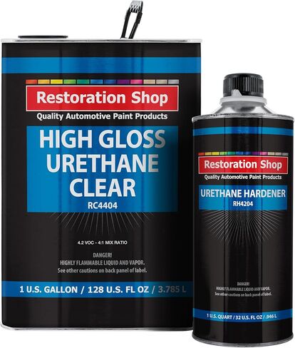 Restoration Shop 1.25 Quarts 2K Clear Coat Automotive Paint Kit - 1 Quart Urethane Clear, 1/2 Pint Hardener, 4:1 Mix Ratio - Professional High Gloss Auto Car Refinish Coating - Auto Body Repair Finish in Saudi Arabia