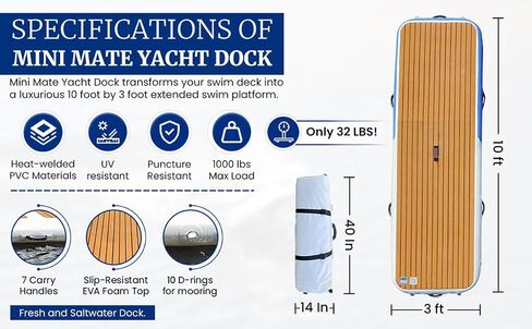 Inflatable Sport Boats Yacht Dock 10' x 6' x 6 inches Thick Inflatable Dock Floating Platform in Saudi Arabia