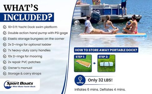 Inflatable Sport Boats Yacht Dock 10' x 6' x 6 inches Thick Inflatable Dock Floating Platform in Saudi Arabia