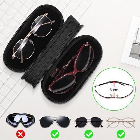 حالة نظارة شمسية مزدوجة ، حقيبة نظارة محمولة ناعمة مع مقطع carabiner ، مقصورات سحاب مزدوجة للرجال نساء in Saudi Arabia