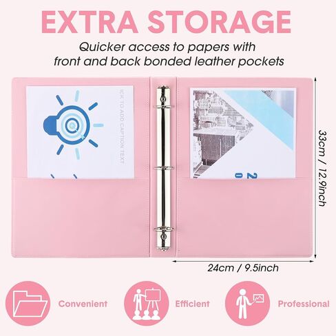 2 Pieces Vintage Hardback 3 Ring Binder Portfolio Organizer Round Rings Vintage Brown Leather Binder Organizer Holds 200 Sheets with 2 Inner Pockets(Brown, Black,1 Inch) in Saudi Arabia