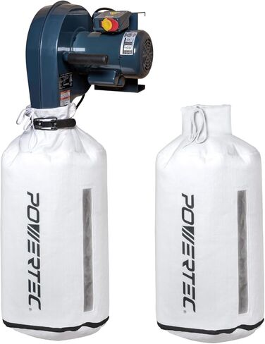 POWERTEC DC5371C Wall Mounted 1 HP, 560 CFM Dust Collector with 1 Micron Dust Collector Filter Bag and 1pc Extra Replacement Dust Filter Bag, Dust Collectors for Woodworking Dust Collection System in Saudi Arabia