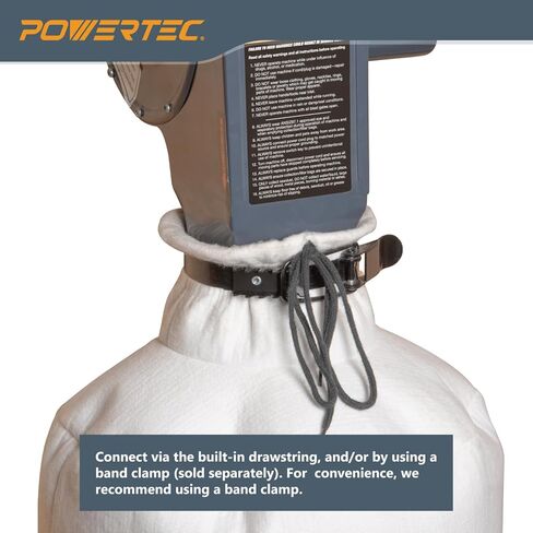 POWERTEC DC5371C Wall Mounted 1 HP, 560 CFM Dust Collector with 1 Micron Dust Collector Filter Bag and 1pc Extra Replacement Dust Filter Bag, Dust Collectors for Woodworking Dust Collection System in Saudi Arabia