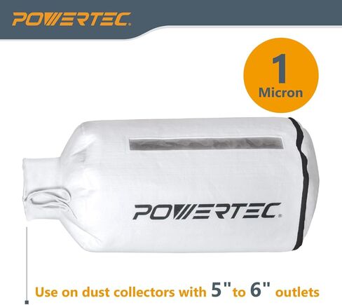 POWERTEC DC5371C Wall Mounted 1 HP, 560 CFM Dust Collector with 1 Micron Dust Collector Filter Bag and 1pc Extra Replacement Dust Filter Bag, Dust Collectors for Woodworking Dust Collection System in Saudi Arabia