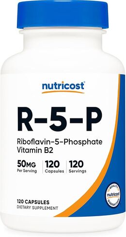 Nutricost R-5-P (riboflavin-5-phosphate) (فيتامين B2) 50 ملغ ، 120 كبسولة-نباتي ، خالي من الكائنات المعدلة وراثيا in Saudi Arabia